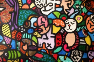 A graffiti-like mural painted on the walls of the Thornton Park Central Garage in downtown Orlando.