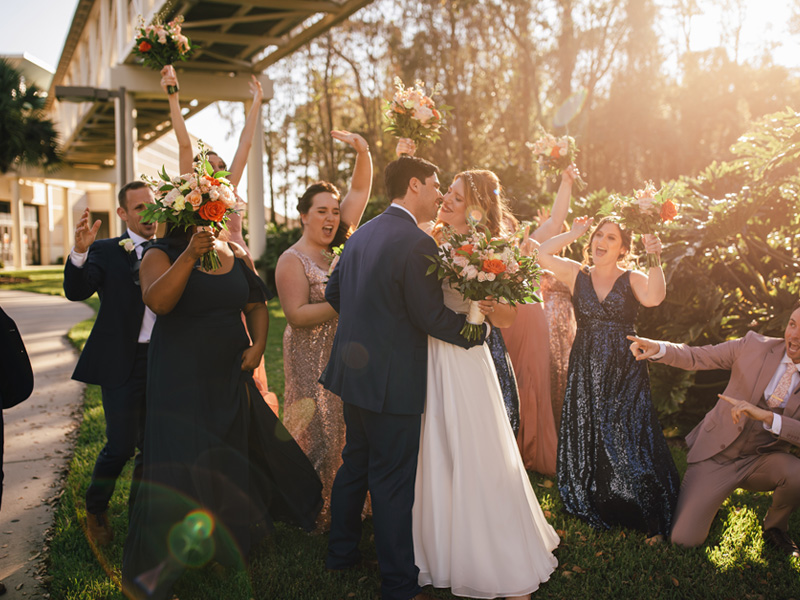 Bride and Groom Kiss