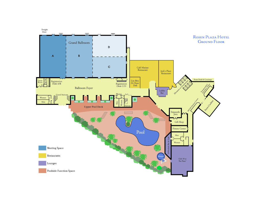 Rosen Plaza Hotel Lobby Level Floor Plan